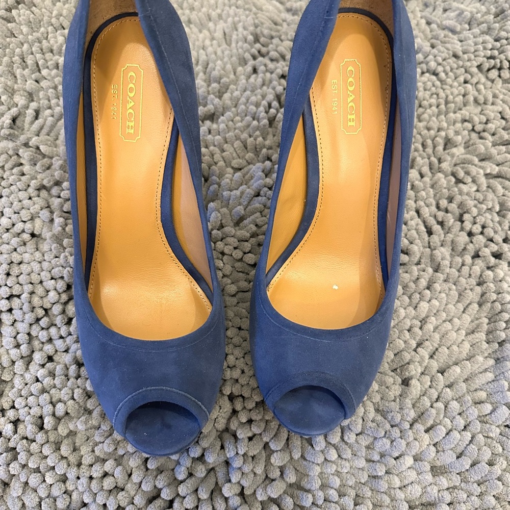 Coach Women's Navy Peep Toe Heels